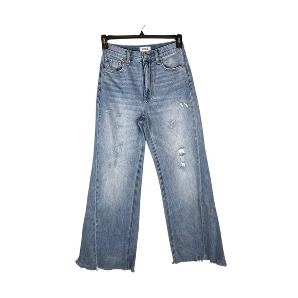 Pistola Distressed Wide Leg Crop Jeans Blue Raw Hem Size 26 style P00016970RE - Picture 1 of 10